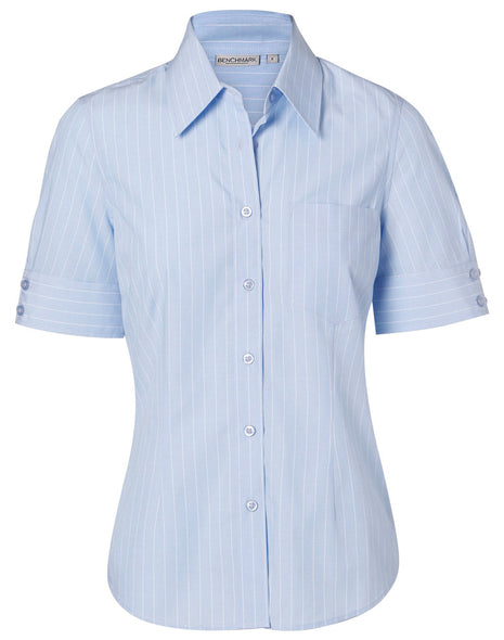 Womens Pin Stripe Short Sleeve Shirt (WS-M8224)