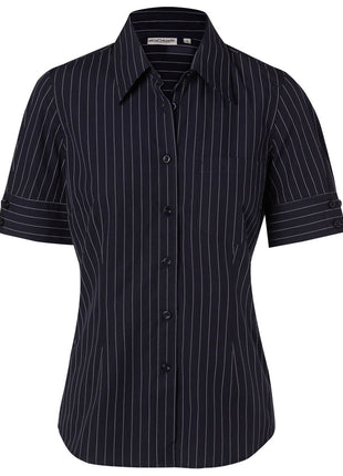 Womens Pin Stripe Short Sleeve Shirt (WS-M8224)
