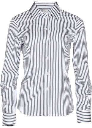 Womens Sateen Stripe Long Sleeve Shirt (WS-M8310L)