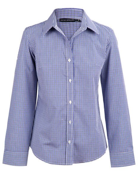 Womens Two Tone Check Long Sleeve Shirt (WS-M8320L)