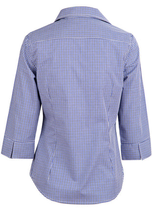 Womens Two Tone Check 3/4 Sleeve Shirt (WS-M8320Q)