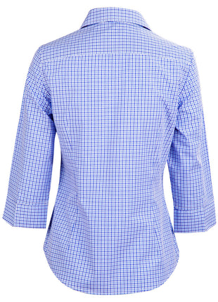 Womens Two Tone Check 3/4 Sleeve Shirt (WS-M8320Q)