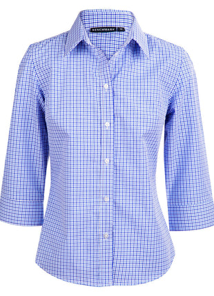 Womens Two Tone Check 3/4 Sleeve Shirt (WS-M8320Q)