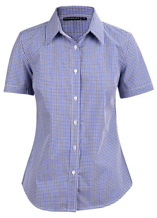 Womens Two Tone Check Short Sleeve Shirt (WS-M8320S)