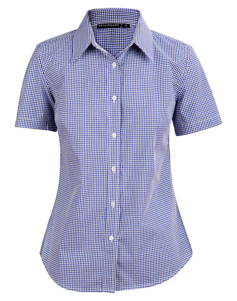 Womens Two Tone Check Short Sleeve Shirt (WS-M8320S)