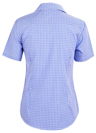 Womens Two Tone Check Short Sleeve Shirt (WS-M8320S)