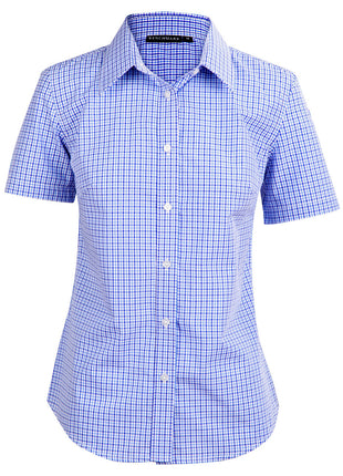 Womens Two Tone Check Short Sleeve Shirt (WS-M8320S)