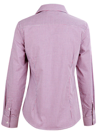 Womens Two Tone Mini Check Long Sleeve Shirt (WS-M8340L)