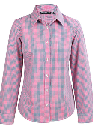 Womens Two Tone Mini Check Long Sleeve Shirt (WS-M8340L)