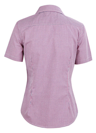 Womens Two Tone Mini Check Short Sleeve Shirt (WS-M8340S)