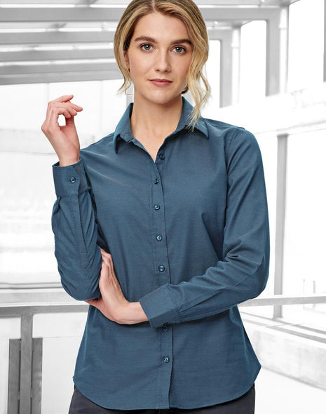 Womens Pin Dot Stretch Long Sleeve Shirt (WS-M8400L)