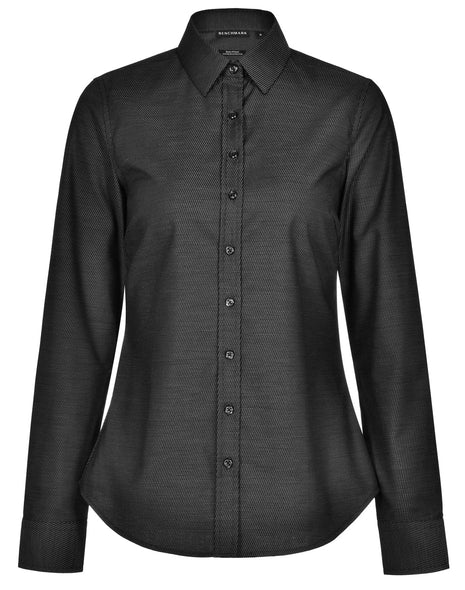 Womens Pin Dot Stretch Long Sleeve Shirt (WS-M8400L)