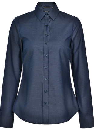 Womens Pin Dot Stretch Long Sleeve Shirt (WS-M8400L)