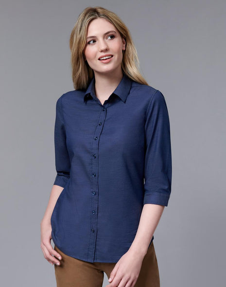 Womens Pin Dot Stretch 3/4 Sleeve Shirt (WS-M8400Q)