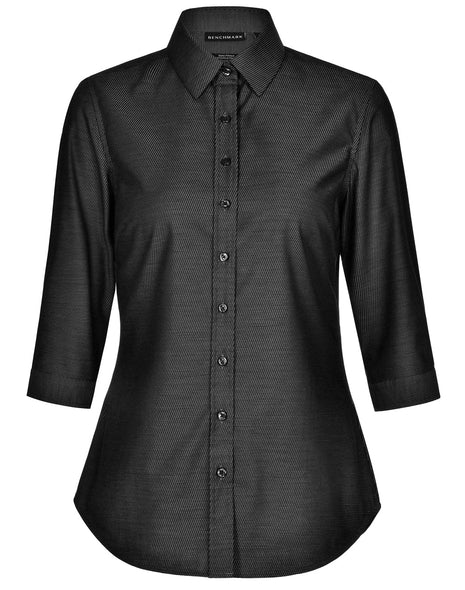 Womens Pin Dot Stretch 3/4 Sleeve Shirt (WS-M8400Q)