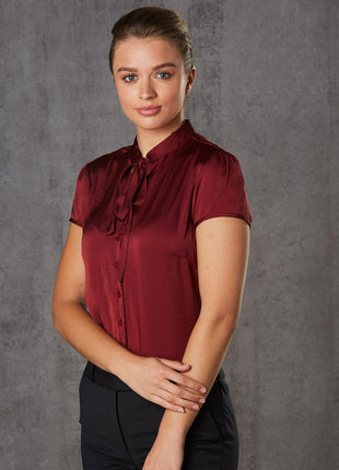 Womens Tie Neck Blouse (WS-M8810)