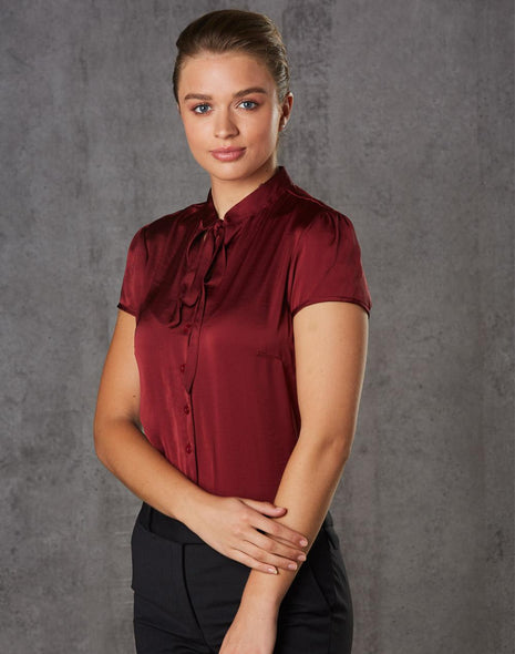 Womens Tie Neck Blouse (WS-M8810)