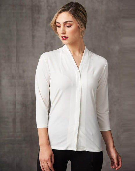 Womens Mid Sleeve Shawline Knit Top (WS-M8830)