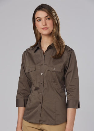 Womens 3/4 Sleeve Military Shirt (WS-M8913)