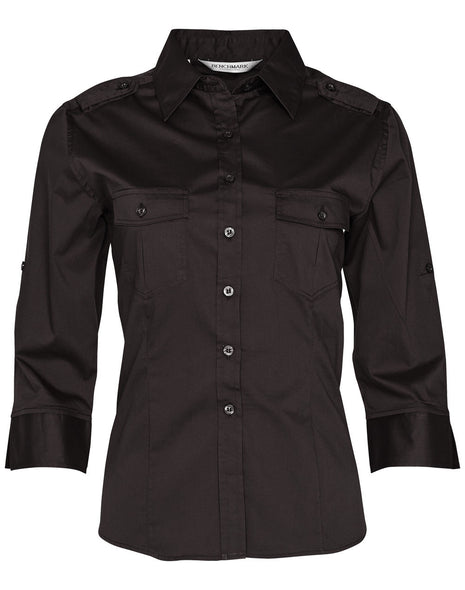 Womens 3/4 Sleeve Military Shirt (WS-M8913)