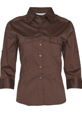 Womens 3/4 Sleeve Military Shirt (WS-M8913)