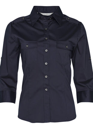 Womens 3/4 Sleeve Military Shirt (WS-M8913)