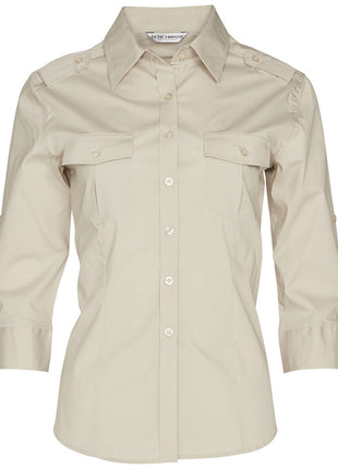 Womens 3/4 Sleeve Military Shirt (WS-M8913)