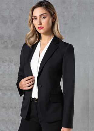 Womens Wool Blend Stretch One Button Cropped Jacket (WS-M9201)