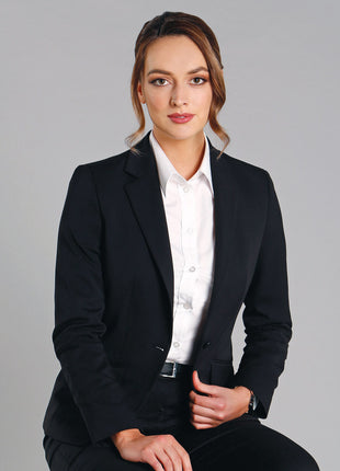 Womens Wool Blend Stretch One Button Cropped Jacket (WS-M9201)