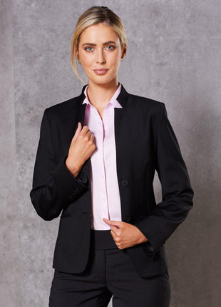 Womens Wool Blend Stretch Reverse Lapel Jacket (WS-M9202)