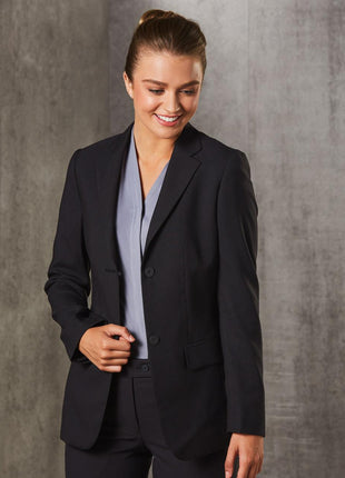 Womens Two Buttons Mid Length Jacket In Poly / Viscose Stretch (WS-M9206)