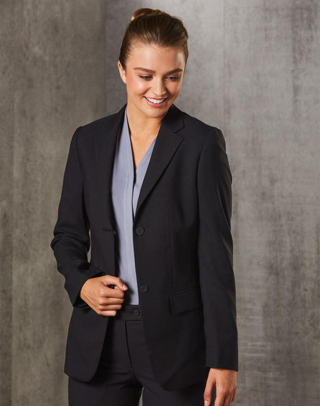 Womens Two Buttons Mid Length Jacket In Poly / Viscose Stretch (WS-M9206)