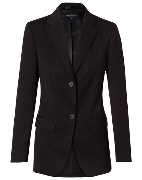 Womens Two Buttons Mid Length Jacket In Poly / Viscose Stretch (WS-M9206)
