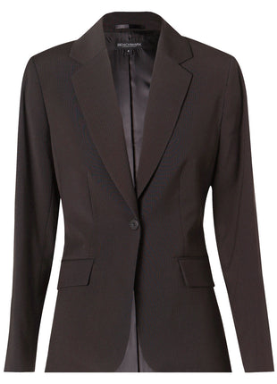 Womens One Button Cropped Jacket In Poly / Viscose Stretch Stripe (WS-M9208)