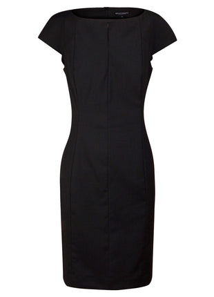 Womens Wool Blend Stretch Cap Sleeve Dress (WS-M9281)