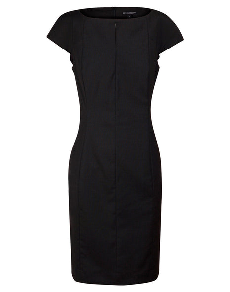 Womens Wool Blend Stretch Cap Sleeve Dress (WS-M9281)