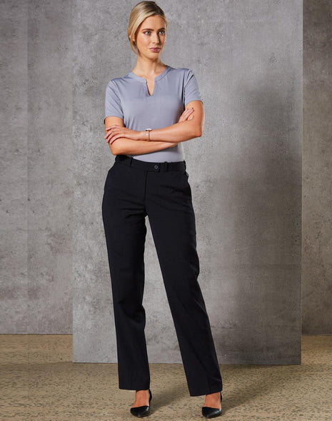 Womens Slim Leg Flexi Waist Pants In Wool Stretch (WS-M9400)