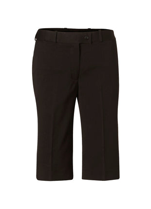 Womens Knee Length Flexi Waist Shorts In Poly / Viscose Stretch (WS-M9441)