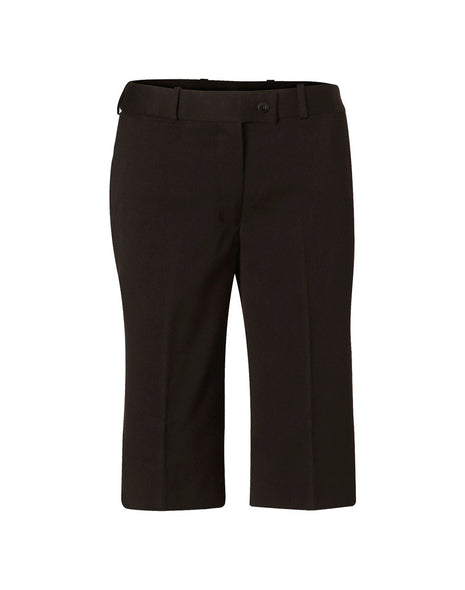 Womens Knee Length Flexi Waist Shorts In Poly / Viscose Stretch (WS-M9441)