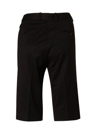 Womens Knee Length Flexi Waist Shorts In Poly / Viscose Stretch (WS-M9441)
