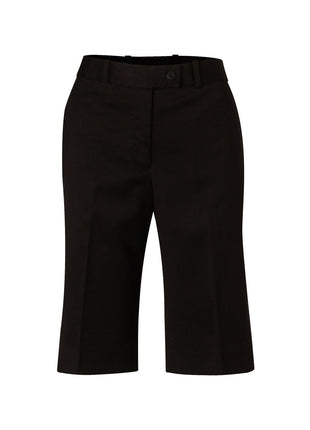 Womens Knee Length Flexi Waist Shorts In Poly / Viscose Stretch (WS-M9441)