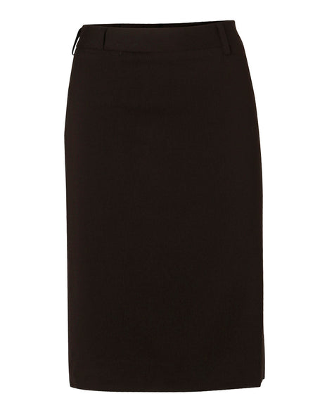 Womens Mid Length Lined Pencil Skirt In Poly / Viscose Stretch (WS-M9471)