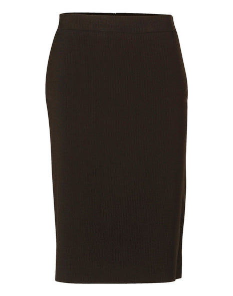 Womens Mid Length Lined Pencil Skirt In Poly / Viscose Stretch Stripe (WS-M9472)