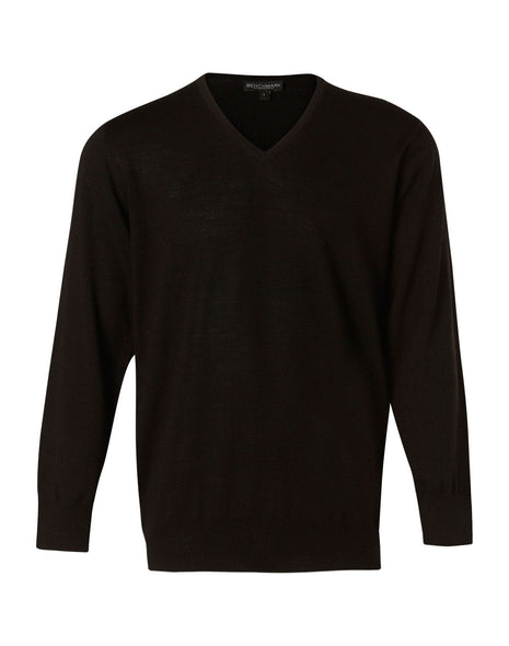 Mens 100% Merino Wool V Neck Long Sleeve Sweater (WS-M9502)