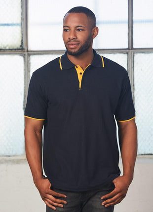 Mens Short Sleeve Pique Polo Contrast (WS-PS08)