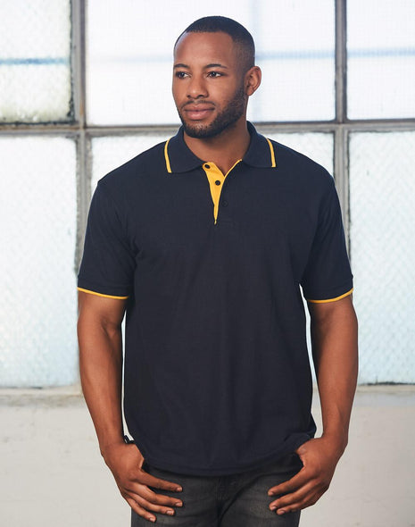 Mens Short Sleeve Pique Polo Contrast (WS-PS08)
