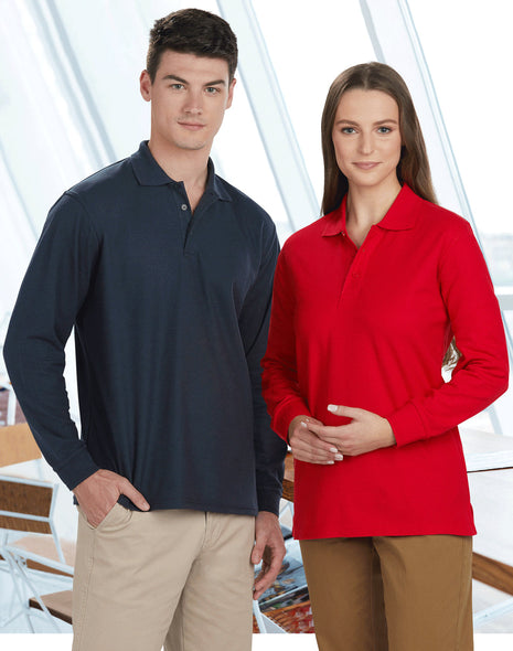 Adults Poly / Cotton Pique Long Sleeve Polo (WS-PS12)