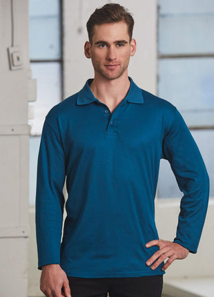 Mens Cotton Back TrueDry® Long Sleeve Polo (WS-PS35)