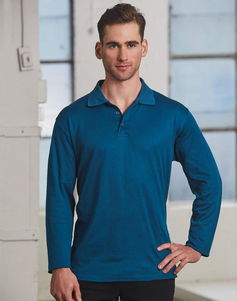 Mens Cotton Back TrueDry® Long Sleeve Polo (WS-PS35)