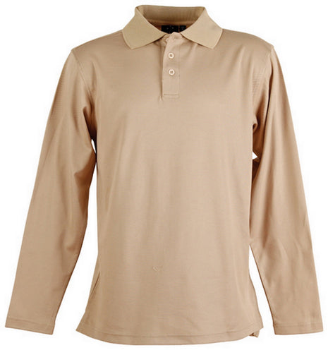 Mens Cotton Back TrueDry® Long Sleeve Polo (WS-PS35)